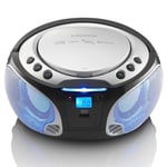 Lenco SCD-550SI bærbar FM-radio CD / MP3 / USB / Bluetooth-spiller® med LED-belysning sølv