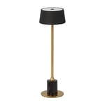 DAWALIGHT Lampe de Table Sans fil Rechargeable 2400mAh Réglable 3 Voies Interrupteur Tactile Lumière de bureau LED 3000K Lampe Portable pour Chevet Chambre Restaurant, Métal et Marbre, Noir + Or