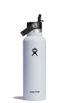 Hydro Flask 21oz (621ml) Standard Mouth Drink Bottle w/ Flex Straw Cap White