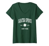 Womens Saratoga Springs New York Vintage Shamrock Sports V-Neck T-Shirt