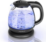 1L Electric Kettle Black Glass Cordless Mini Fast Boil for Home Office 2200W