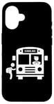 Coque pour iPhone 16 Emblème de bus scolaire avec logo conducteur jaune