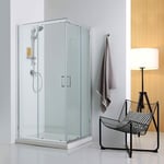 Cabine De Douche Complète 120X80 Avec Portes Transparentes Et Receveur De Douche En Céramique