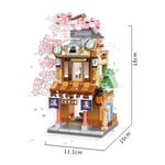 Kumamon Bear Building Blocks City Stree View Series Sakura Flowers House DIY Cof