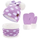 Enfant Fille Ensemble Bonnet Écharpe Gant d'hiver Bébé Chaud Coton Tricot Chapeau 0 1 2 3 4 Ans Pom Bonnets Casquette Cache Cou Gant Cadeaux pour Filles