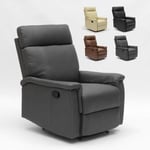 Fauteuil relax inclinable avec repose-pieds en similicuir design Aurora Couleur: Gris