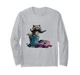 Funny Raccoon DJ with Boombox and Trash Party Long Sleeve T-Shirt