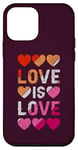 Coque pour iPhone 12 mini Lesbienne, Cœurs, L'amour est l'amour, Fierté LGBT