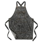 Jeanerlor - Tablier de travail d'artiste en coton denim avec poches, bretelles croisées et réglable, noir, taille M