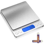 3kg/0.1g Balance de cuisine precision Électronique, inoxydable pese aliment cuisine avec affichage LCD et fonction tare, 6 unités, pesée des aliments