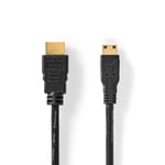 Nedis High Speed ​​HDMI ™ kabel med Ethernet | HDMI™ Stik | HDMI™ Mini-stik | 4K@30Hz | 10.2 Gbps | 3.00 m | Runde | PVC | Sort | Konvolut