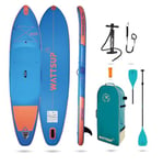 Wattsup - Sup Stand Up Paddle Gonflable Espadon 11'8-355x86x15cm Dropstitch - Pack Complet : Pagaie Leash Pompe Sac de Transport - Jusqu'à 165kg -Bleu