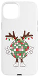 iPhone 15 Plus Christmas disco ball with antlers, peace sign, reindeer Case