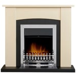 Adam Holden Fireplace in Cream & Black with Blenheim Electric Fire in Chrome,...