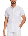 iClosam Chemise Lin Homme Manches Courtes Été Chemises Casual Coton Chemisette Homme Ete de Couleur Unie avec Poche Coupe Classique