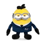 Famosa Softies 760024513 Peluche de 27 cm New Minions Costume du Film dépicable Me 4, Jouet Minion avec Tissu Brillant et Rembourrage Doux, pour Enfants de 0 Ans +