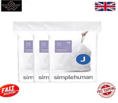 simplehuman CW0259 code J Custom Fit Bin Liner Bulk Pack, White Plastic (3 Pack)