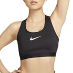 NIKE DX6815-010 W NK DF SWSH HGH SPT Bra Sports Bra Women's Black/Iron Grey/White Size LA-B