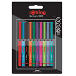 rOtring stylos-feutres à pointe fine - 0,4 mm - Stylos de couleurs pour l’écriture et le dessin - Emballage sans plastique - Couleurs assorties - Lot de 10