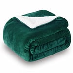 SOCHOW Sherpa Plaid Couverture Polaire Vert 220 x 240 cm, Couverture Double Face Super Douce Luxurieuse Couverture en Peluche