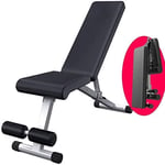 Banc de Musculation réglables pliables Sit Up Pliable, entraînement de fitness pour entraînement complet du corps Heavy Duty, inclinaison plate déclinent équipement de fitness multi-usage, argent