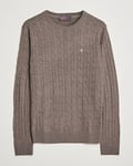 Morris Merino Cable Crew Neck Light Brown