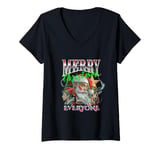 Womens Merry Christmas Everyone Bootleg Christmas V-Neck T-Shirt