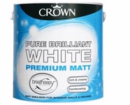 Crown Premium Pure Brilliant White Matt Breatheasy Paint 2.5L Walls & Ceilings