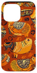 Coque pour iPhone 14 Pro Max Orange Abstrait Ethnique Capybara Rongeur Animal Motif