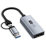 Carte d'acquisition vidéo Newhope, Carte de Capture HDMI vers USB/USB C 3.0, 1080P HD 60fps Live and Record Video Audio Grabber pour Les Jeux, Le Streaming, l'enseignement, la vidéoconférence