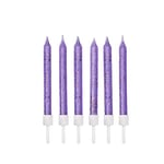 Anniversary House Pack of 12 Light Purple Glitter Birthday Candles with Holders, 7.5 Centimeters, Celebration Cake Decoration, AHC131, Lilac