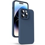 Supdeal Liquid Silicone Case for iPhone 14 Pro, [Camera Protection] [Anti Fingerprint] [Wireless Charging] 4 Layer Phone Case Protective Cover, Built-in Microfiber Case Cover, 6.1", Dark Blue