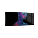 Impression sur Verre 120x50cm Tableaux Image Photo Femme Ultraviolet Paillettes