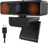 V11 2K Webcam Pc Avec Microphone, Full Hd 1080P/60Fps Business Webcam Pour Zoom/Skype, 90° Grand Angle, Couvercle De Privacité, Usb Plug&Play Caméra Web Pour Windows/Mac Pc/Laptop