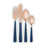 Tower T859015MNB Cavaletto Stainless Steel 16 Piece Cutlery Set, Midnight Blue & Rose Gold
