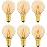 G40 Vintage Mini E14 LED-lampa 1W, Amber Edison Ersättning E14 Glödlampa 10W för Dekorativa Ljus, Varmvit 2200K, Ej Dimbar, 6-pack (FMY)