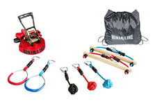 Slackers USA Set d´apprentissage Ninja Line, 11 mètres de parcours ninja, set comprenant 11 pièces, la sangle peut être utilisée comme slackline, 7 accessoires de suspensions