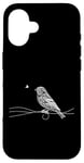 Coque pour iPhone 16 Line Art Oiseau et Ornithologue Pin Siskin