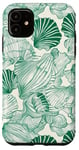 iPhone 11 Green Seashell Pattern, Preppy Aesthetic, Cute Summer, Beach Case