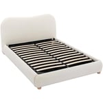 Lit coffre 140 x 190 cm - Tissu bouclette - Blanc - vanari