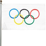 Olympisk flagga, dekoration för olympiska spelen, 150x90cm olympiska spelen flagga 2024, olympiska spelen flaggor 2024 dekoration olympiska spelen 2024