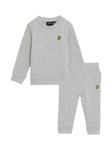 Lyle & Scott Baby Crew Sweatshirt and Jogger Set, Light Grey Marl