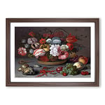 Big Box Art Still Life with Flowers and Shells Vol.2 by Balthasar Van Der AST Framed Wall Art Picture Print Ready to Hang, Walnut A2 (62 x 45 cm)