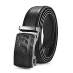 FEFLO Ceinture Homme Cuir Noir Réglable à Cliquet Ceinture Boucle Automatique (XXL, longueur de la ceinture 125cm, convient à la taille 98cm~108cm) Taille Ajustable, pour Jeans et Costumes