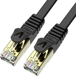 3m x 2 piéces Patch Cable Ethernet Cat 7 Plat Rj45 Pour Réseau 10Go/s Noir