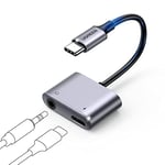 UGREEN 2 en 1 Adaptateur USB C vers Jack 3.5mm Supporte Audio Charge Rapide 60W PD Compatible avec Galaxy S24 S23 S22 Ultra FE A55 A53 Note 20 Pixel 5 4 3 2 XL iPad Pro 2024 iPad Air 5 4 iPad Mini 6