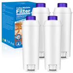 Coffee Machine Water Filter for DLSC002, One Sight Coffee Machine Magnifica Filter Replacement Filter for DeLonghi, ECAM, Esam, ETAM, BCO, EC, EC680, EC800, EC820, BCO420, BCO410 etc. (Pack of 4)