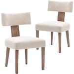 Wahson Office Chairs - Lot de 2 Chaises Salle à Manger Chaise Cuisine en Lin Chaise Salon avec Pieds en Bois Massif Chaise Bois pour Cuisine, Beige