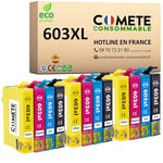 COMETE, Marque Française - 603XL - 12 Cartouches d'encre Compatibles avec Epson 603 XL - Encre pour Epson XP 2100 XP 2105 XP 2150 XP 3100 XP 3150 XP 4100 XP 4150 WF 2810 WF 2820 WF 2830 WF 2850