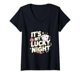 Womens It's My Lucky Night - Casino Poker Night Card Game V-Neck T-Shirt